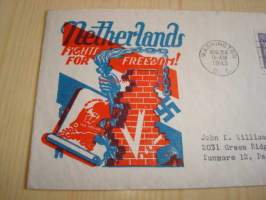 2. maailmansota, miehitetyt valtiot: Hollanti, 1943, USA ensipäiväkuori, WWII, Overrun Country.