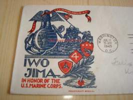U.S. Marine Corps, Iwo Jima valtaus, 2. maailmansota, 1945, USA ensipäiväkuori, WWII.