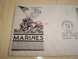 U.S. Marine Corps, Iwo Jima valtaus, 2. maailmansota, 1945, USA ensipäiväkuori, WWII.