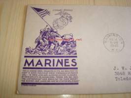 U.S. Marine Corps, Iwo Jima valtaus, 2. maailmansota, 1945, USA ensipäiväkuori, WWII.