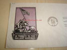 U.S. Marine Corps, Iwo Jima valtaus, 2. maailmansota, 1945, USA ensipäiväkuori, WWII.