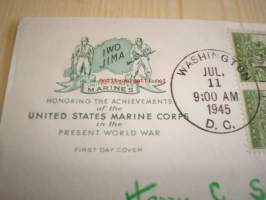 U.S. Marine Corps, Iwo Jima valtaus, 2. maailmansota, 1945, USA ensipäiväkuori, WWII.