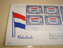 2. maailmansota, miehitetyt valtiot: Hollanti, 1943, USA ensipäiväkuori, WWII, Overrun Country