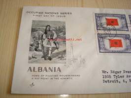 2. maailmansota, miehitetyt valtiot: Albania, 1943, USA ensipäiväkuori, WWII, Overrun Country