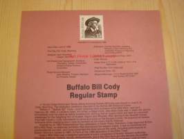 Buffalo Bill, Souvenir Page, kahdella postimerkillä ja ensipäiväleimalla, 1988, USA.