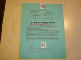 Sitting Bull, Istuva Härkä, Souvenir Page, postimerkillä ja ensipäiväleimalla, 1989, USA.