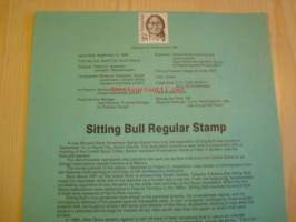 Sitting Bull, Istuva Härkä, Souvenir Page, postimerkillä ja ensipäiväleimalla, 1989, USA.