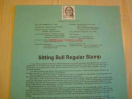 Sitting Bull, Istuva Härkä, Souvenir Page, postimerkillä ja ensipäiväleimalla, 1989, USA.