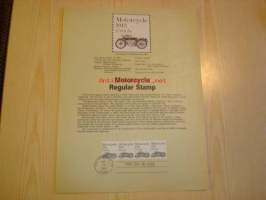 Motorcycle, Moottoripyörä, Souvenir Page, neljällä postimerkillä ja ensipäiväleimalla, 1983, USA.