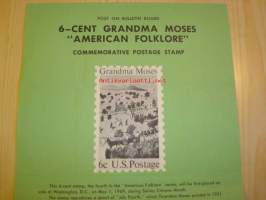 Grandma Moses, American Folklore, Post on Bulletin Board, 1969, USA.