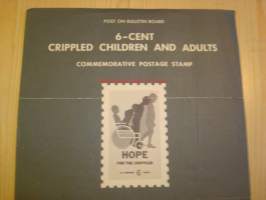 Crippled Children and adults, Post on Bulletin Board, 1969, USA.