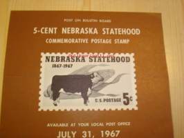 Nebraska Statehood, Post on Bulletin Board, 1967, USA, härkä, sonni.