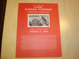 Alabama Statehood, Post on Bulletin Board, 1969, USA, kukkanen, lintu.