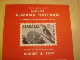 Alabama Statehood, Post on Bulletin Board, 1969, USA, kukkanen, lintu.