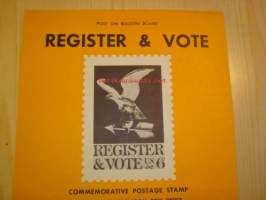 Register &amp; Vote, Post on Bulletin Board, 1968, USA.