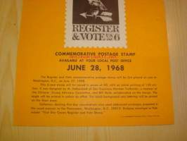Register &amp; Vote, Post on Bulletin Board, 1968, USA.