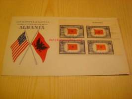 2. maailmansodan miehitetyt valtiot: Albania, 1943 USA ensipäiväkuori, WWII, Overrun Country, neljällä postimerkillä