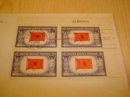 2. maailmansodan miehitetyt valtiot: Albania, 1943 USA ensipäiväkuori, WWII, Overrun Country, neljällä postimerkillä
