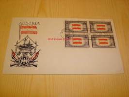 2. maailmansodan miehitetyt valtiot: Itävalta, 1943 USA ensipäiväkuori, WWII, Overrun Country, neljällä postimerkillä, harvinaisempi versio.