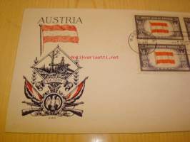 2. maailmansodan miehitetyt valtiot: Itävalta, 1943 USA ensipäiväkuori, WWII, Overrun Country, neljällä postimerkillä, harvinaisempi versio.
