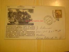 Meritaistelu, The Battle between The U.S. Frigate Chesapeake and H.M.S. Shannon fought in Boston Harbor June 1. 1813 USA 1933 ensipäiväkuori FDC alkuperäisellä