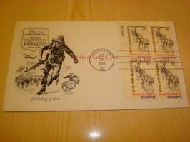 U.S. Marine Corps 1916-1966 USA ensipäiväkuori FDC, neljällä postimerkillä