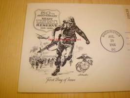 U.S. Marine Corps 1916-1966 USA ensipäiväkuori FDC, neljällä postimerkillä