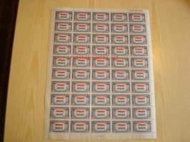 2. maailmansota, miehitetyt valtiot: Hollanti, täysi 50 postimerkin arkki vuodelta 1943, USA, WWII, Overrun Country.