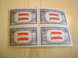 2. maailmansota, miehitetyt valtiot: Itävalta, neljä leikkaamatonta ja käyttämätöntä postimerkkiä, vuodelta 1943, USA, WWII, Overrun Country.