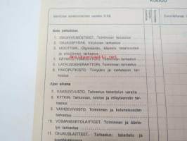 GM-ajoturvallisuustarkastus - Tarkastuspöytäkirja -nippu arviolta 1960-lukuisia käyttämättömiä lomakkeita