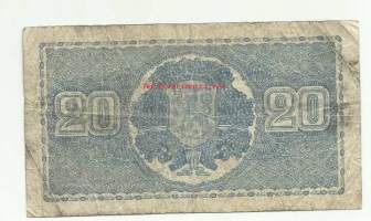 20 markkaa 1945 Litt B  seteli