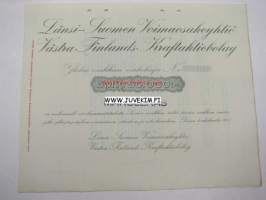 Länsi-Suomen Voimaosakeyhtiö Pori 1935 50 000 mk -osakekirja