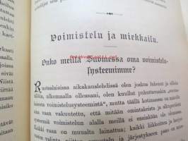 Suomen Urheilulehti 1898 - 1. vuosikerta, sidottu kirjaksi, sisällysluettelo näkyy kohteen runsaista kuvista