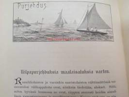 Suomen Urheilulehti 1898 - 1. vuosikerta, sidottu kirjaksi, sisällysluettelo näkyy kohteen runsaista kuvista
