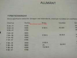 Volvo N 84, F 84, F 85 Specifikationer -tekniset tiedot