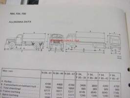 Volvo N 84, F 84, F 85 Specifikationer -tekniset tiedot