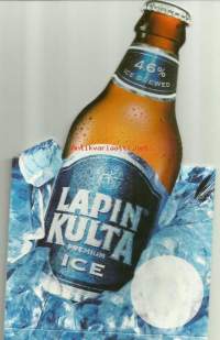 Lapin Kulta Ice - pöydällä seisova käyttämätön mainos pahvia 30x12 cm - 20x12 cm asennettuna