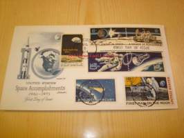 Space Accomplishments, 1971, USA, ensipäiväkuori, FDC. 7 erilaista postimerkkiä, harvinaisempi versio.