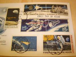 Space Accomplishments, 1971, USA, ensipäiväkuori, FDC. 7 erilaista postimerkkiä, harvinaisempi versio.