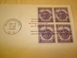 WWII Honorable Discharge, 2. maailmansota veteraanit, 1946, USA, ensipäiväkuori, FDC.
