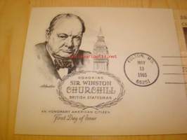 Winston Churchill, 2. maailmansota, WWII, 1965, USA, ensipäiväkuori, FDC.