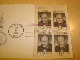 Winston Churchill, 2. maailmansota, WWII, 1965, USA, ensipäiväkuori, FDC.