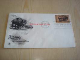 Biisoni, Wildlife Conservation, 1970, USA, ensipäiväkuori, FDC. Katso myös muut kohteeni, noin 1 200 erilaista amerikkalaista ensipäiväkuorta 1920-luvulta