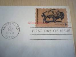 Biisoni, Wildlife Conservation, 1970, USA, ensipäiväkuori, FDC. Katso myös muut kohteeni, noin 1 200 erilaista amerikkalaista ensipäiväkuorta 1920-luvulta