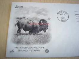 Biisoni, American Wildlife, 1981, USA, ensipäiväkuori, FDC. Katso myös muut kohteeni, noin 1 200 erilaista amerikkalaista ensipäiväkuorta 1920-luvulta 2000-luvulle.