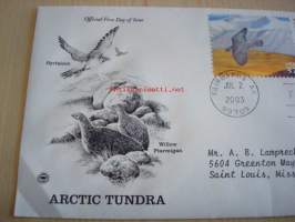 Arctic Tundra, tunturihaukka ja riekko, 2003, USA, ensipäiväkuori, FDC. Katso myös muut kohteeni, mm. noin 1 200 erilaista amerikkalaista ensipäiväkuorta