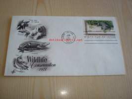 Wildlife Conservation, alligaattori, 1971, USA, ensipäiväkuori, FDC, 4 erilaista postimerkkiä. Katso myös muut kohteeni, mm. noin 1 200 erilaista amerikkalaista