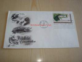 Wildlife Conservation, taimen, 1971, USA, ensipäiväkuori, FDC, 4 erilaista postimerkkiä. Katso myös muut kohteeni, mm. noin 1 200 erilaista amerikkalaista