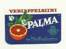 Veriappelsiini Palma   -  juomaetiketti 4x7 cm