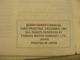 Yamaha SA50M vm. 1982 owner´s manual käyttöohjekirja